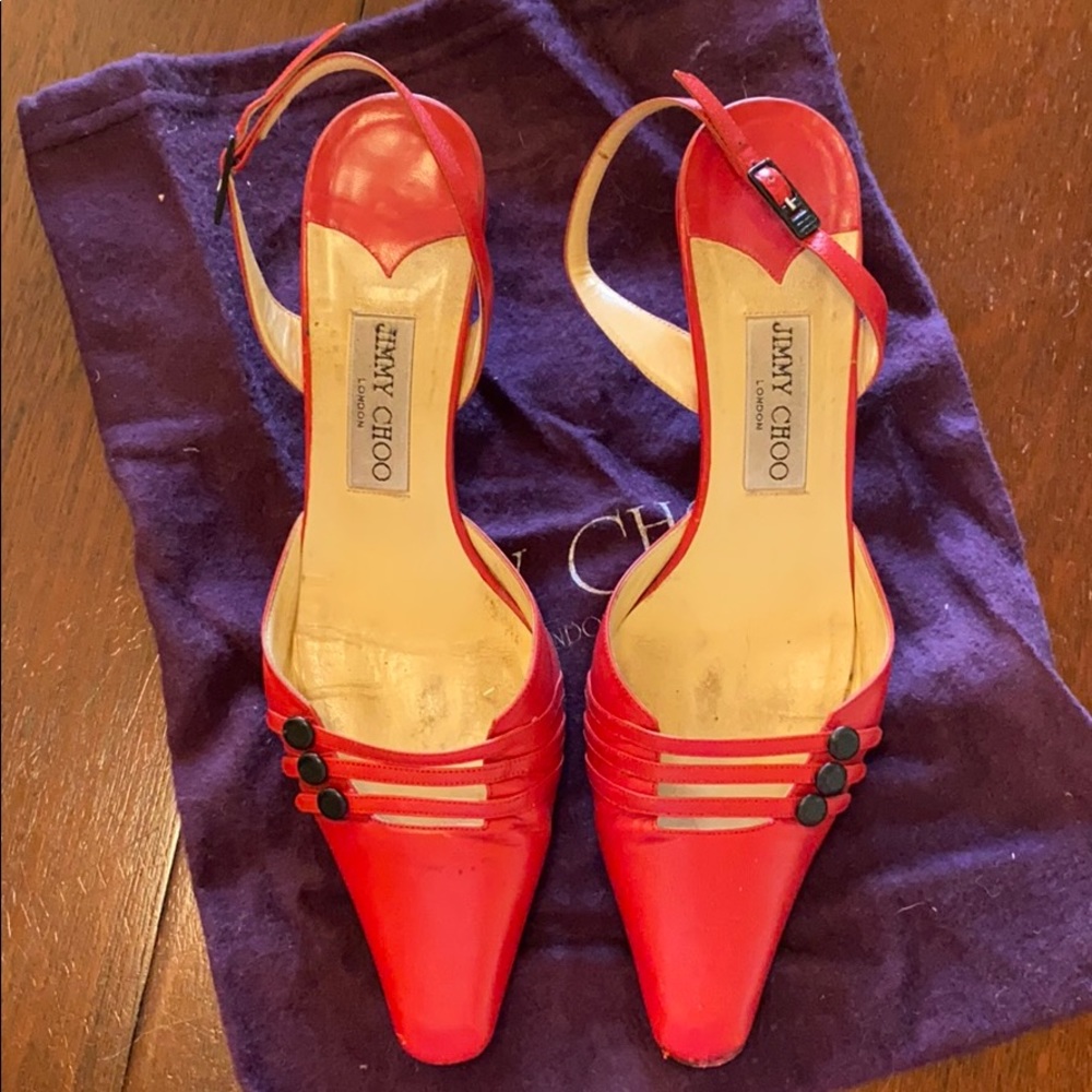 Jimmy Choo’s Slingback Red Shoes 8.5